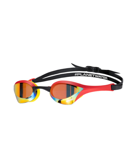 Arena Cobra Ultra Swipe Mirror Race Goggles - Gold/Red