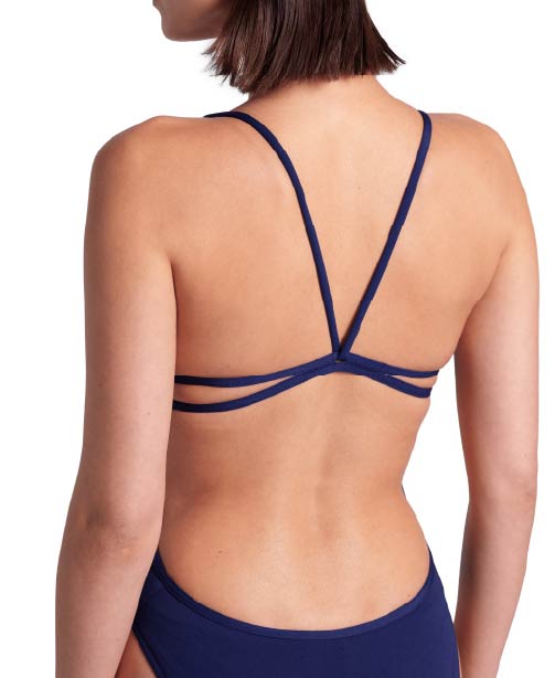 Arena Performance Women's Solid Lace Back Swimsuit - Navy Blue