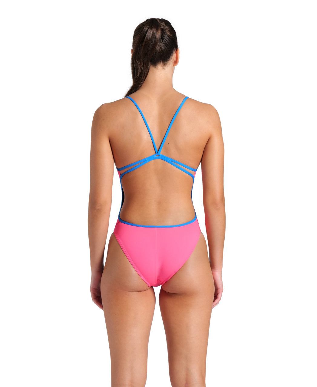 Arena Performance Women's Solid Lace Back Swimsuit - Pink/River