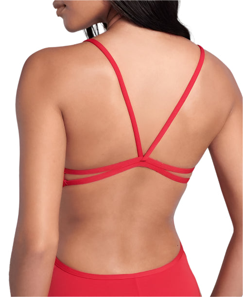Arena Performance Women's Solid Lace Back Swimsuit - Red - All4Swim