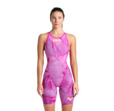 Arena Women's Open-Back Powerskin Carbon Glide Kneeskin - Tie Dye (Pink) - All4Swim