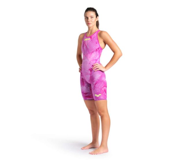 Arena Women's Open-Back Powerskin Carbon Glide Kneeskin - Tie Dye (Pink) - All4Swim