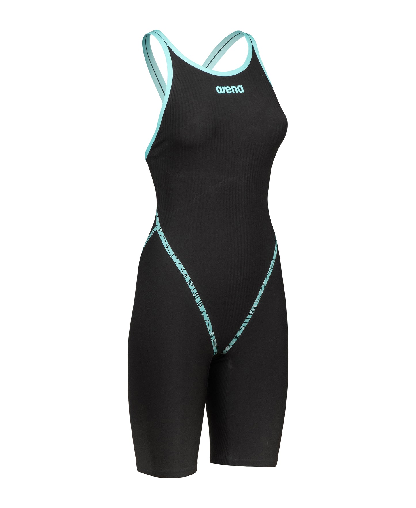 Arena Women's Open-Back Powerskin Primo Kneeskin - Black/Teal