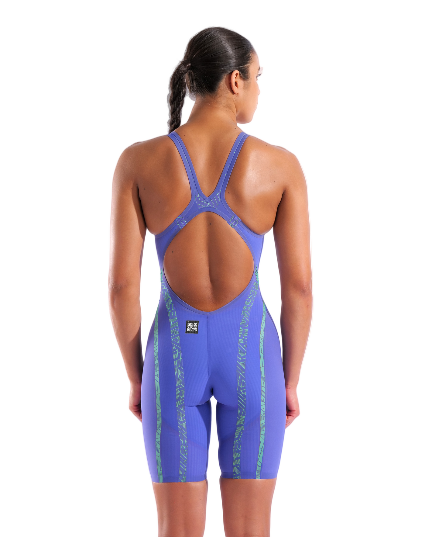 Bottes Arena Powerskin Primo Kneeskin à dos ouvert pour femme - Noir/Bleu sarcelle