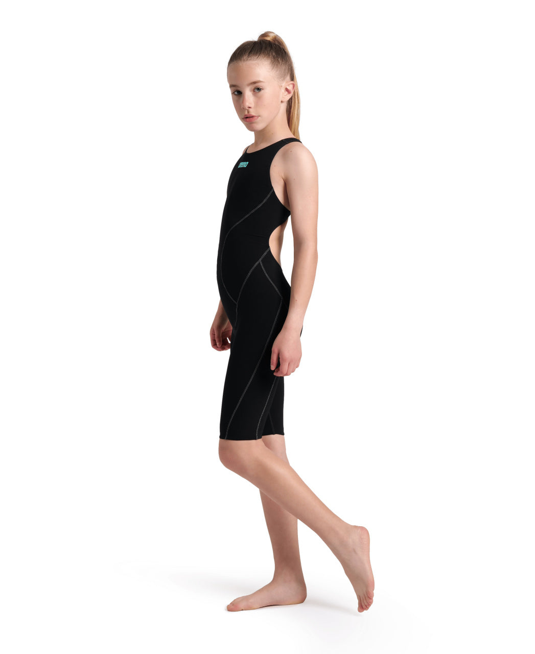 Arena Girls' Powerskin Impulso Kneeskin Swim Racing Suit - Black - All4Swim