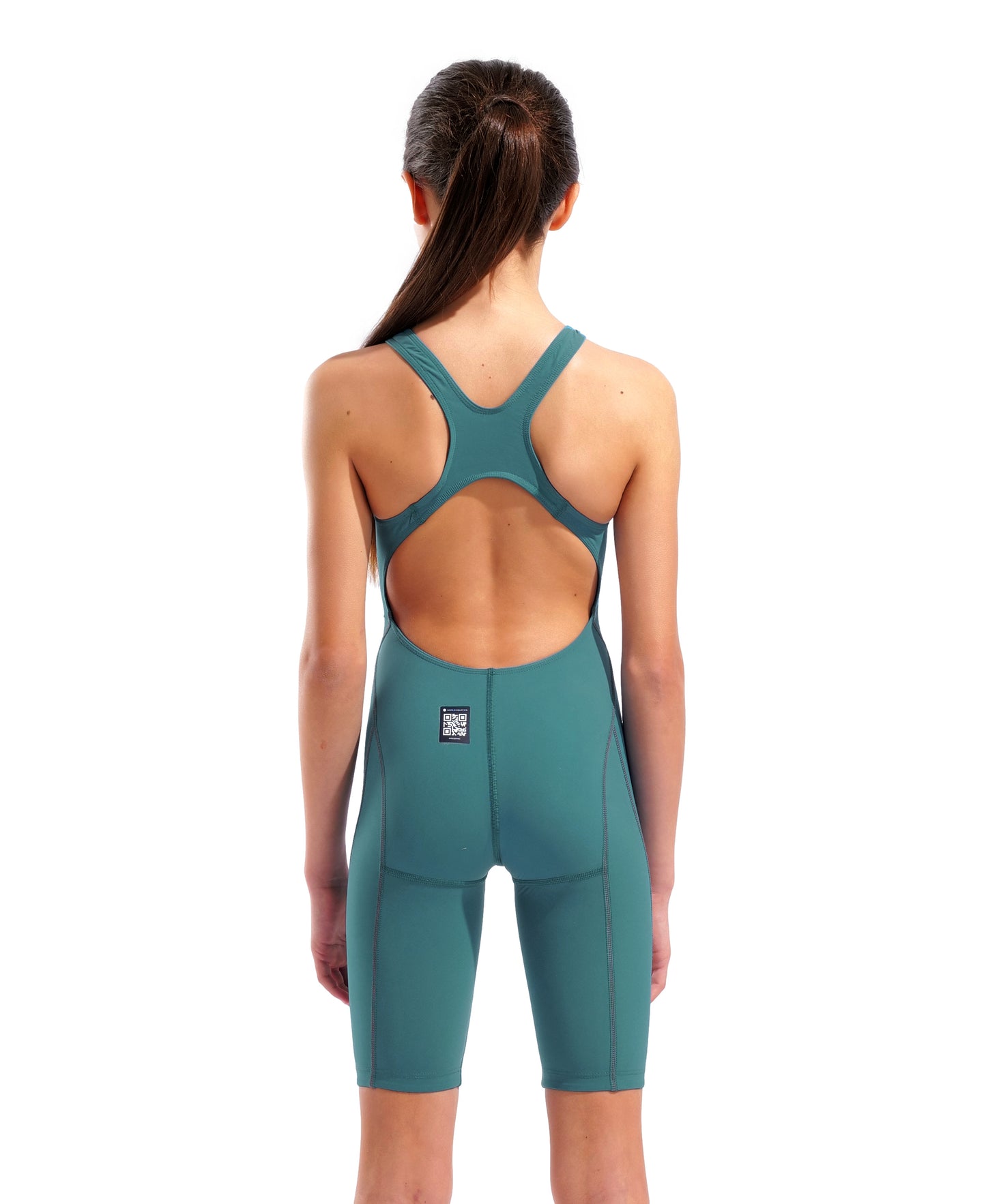 Arena Girls' Powerskin Impulso Kneeskin Race Suit - Jade Aura