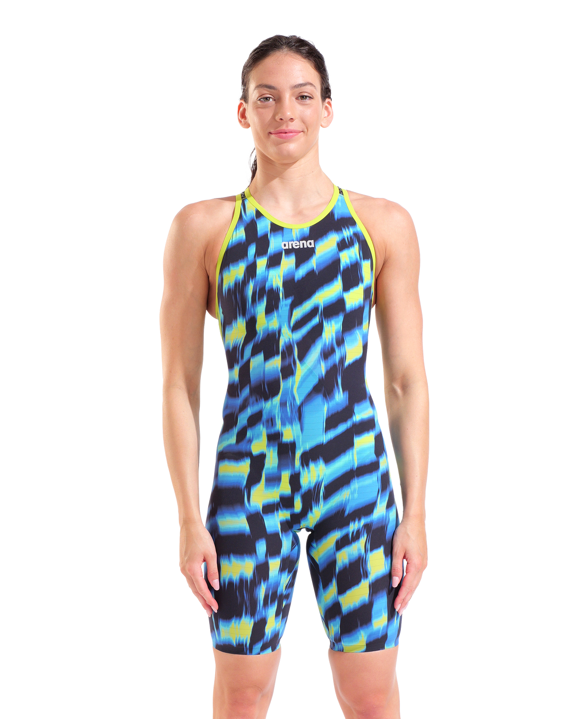 Genouillères Arena Powerskin Carbon Air2 à dos ouvert pour femme – Bleu électrique