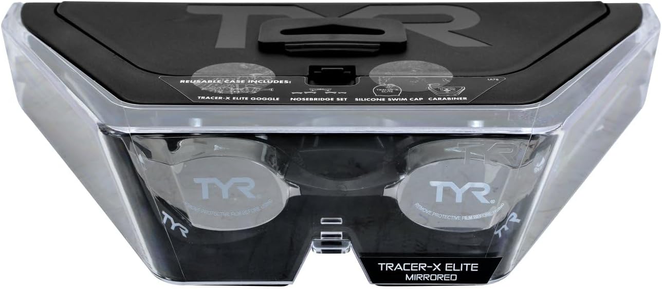 TYR Adult Tracer-X Elite Mirrored Racing Goggles - Silver/Black - All4Swim