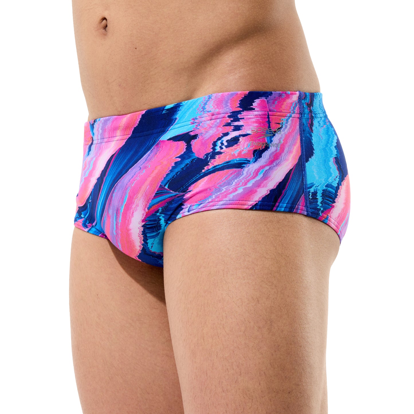 Speedo Men's Club Training Printed 13.5cm Brief - Blue/Pink