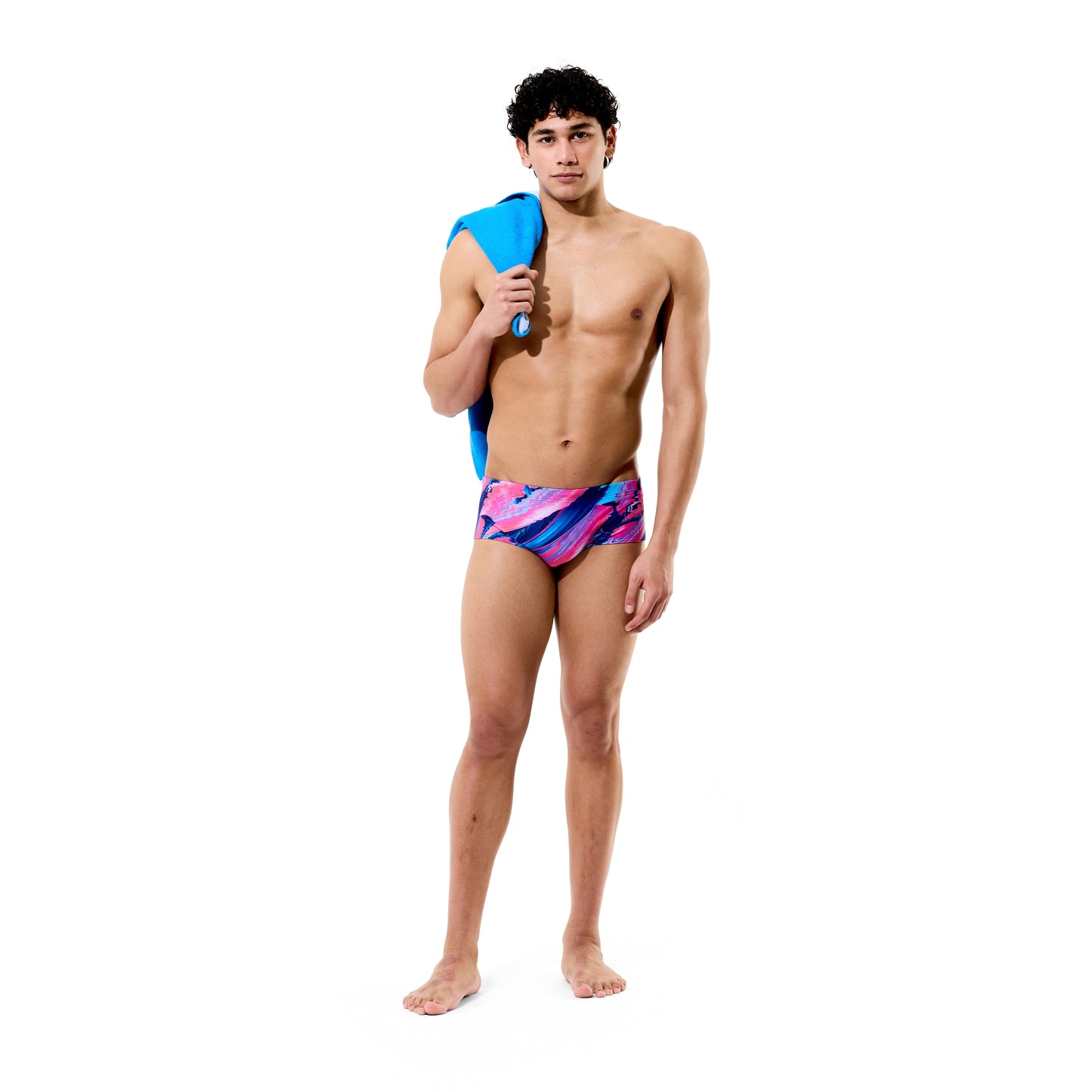 Speedo Men's Club Training Printed 13.5cm Brief - Blue/Pink