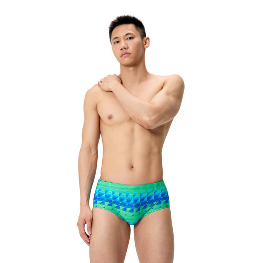 Speedo Men's Club Training Printed 13.5cm Brief - Light Green/Blue