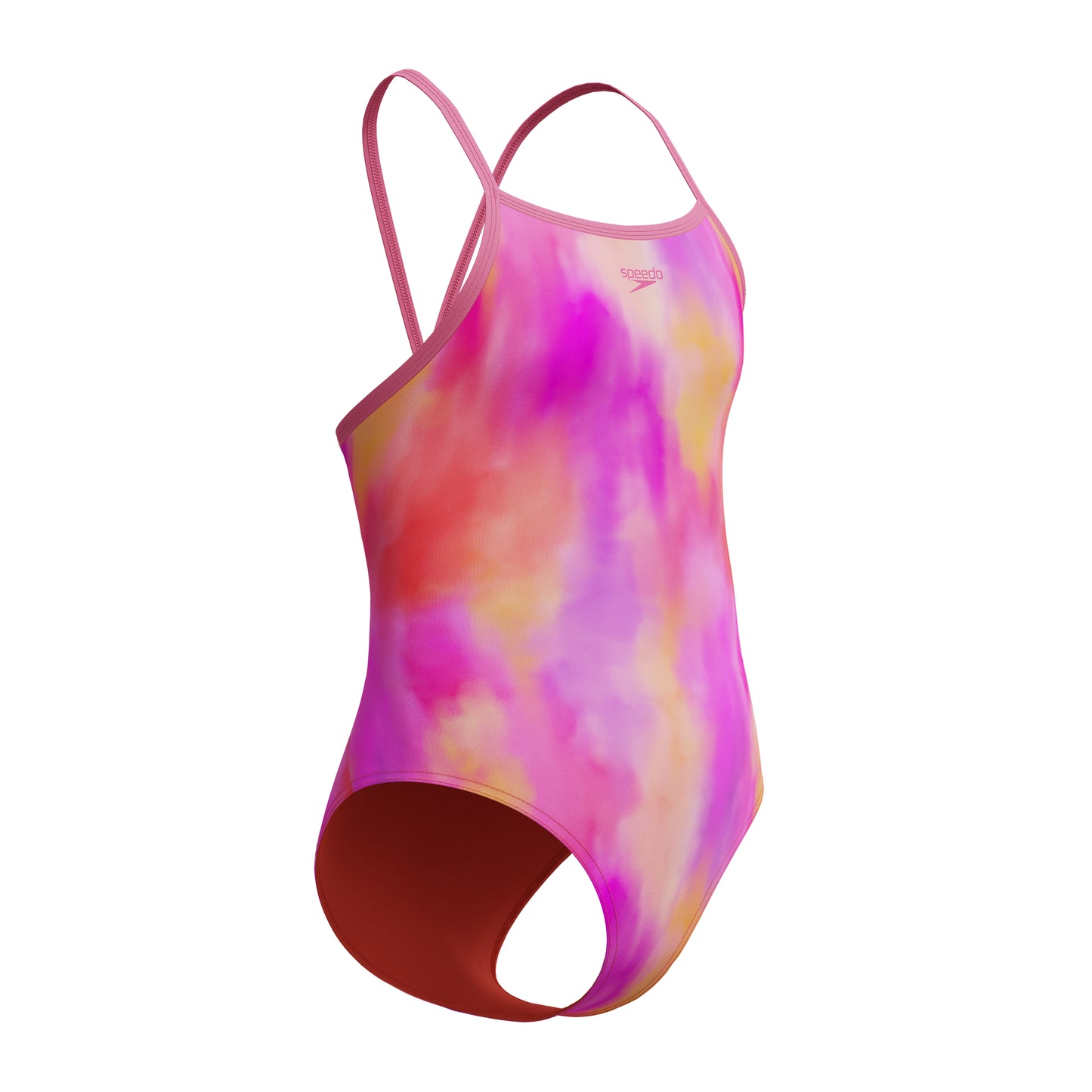 Maillot de bain d'entraînement Speedo Girls Club, dos nu, couleur unie, turquoise/rose