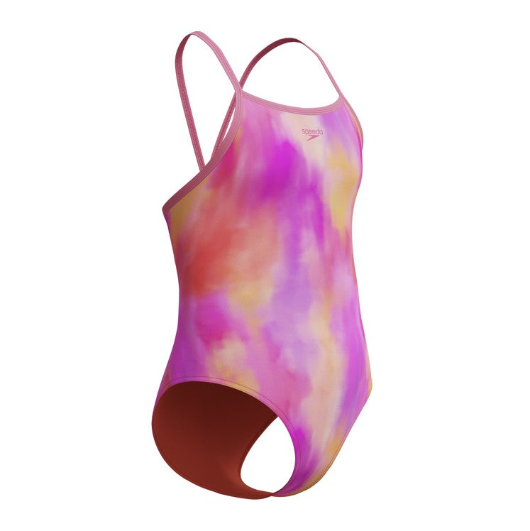 Maillot de bain d'entraînement Speedo Girls Club, dos nu, couleur unie, turquoise/rose