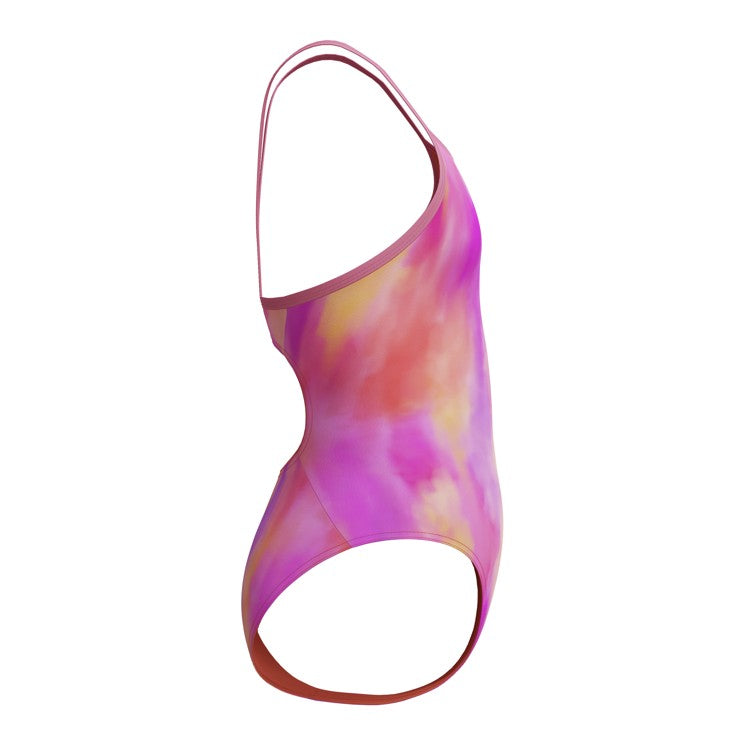 Maillot de bain d'entraînement Speedo Girls Club, dos nu, couleur unie, turquoise/rose