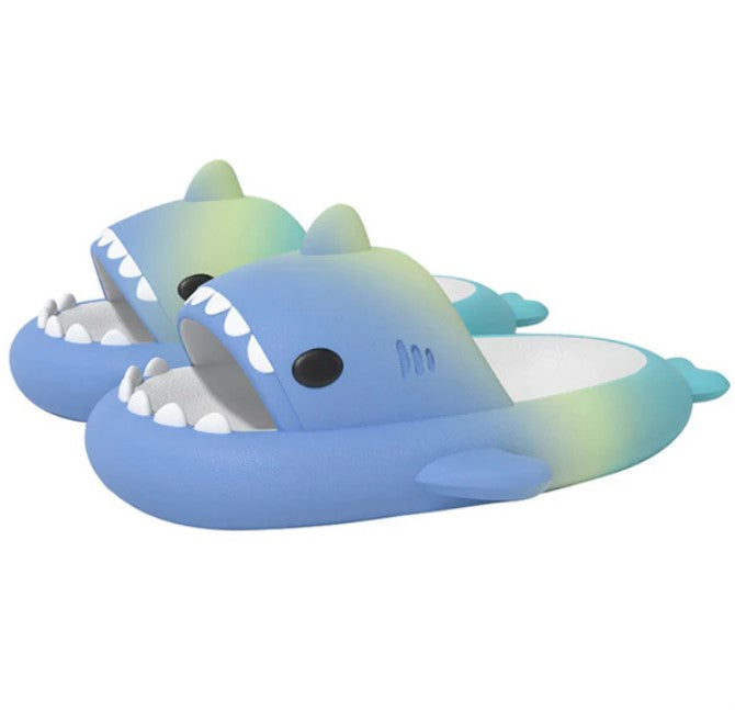 Rainbow Shark Sliders - Blue/Yellow/Green - All4Swim