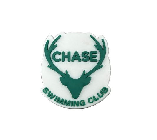The All4Swim Chase Swimming Club Shoe Charm - White features a green stag head with antlers, 