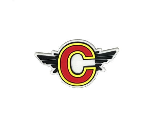 The All4Swim Colchester Swimming Shoe Charm features a red, yellow-outlined 