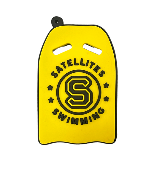 The All4Swim Satellites of Macclesfield Swimming Club Pool Float Keyring is a yellow swimming accessory featuring black 