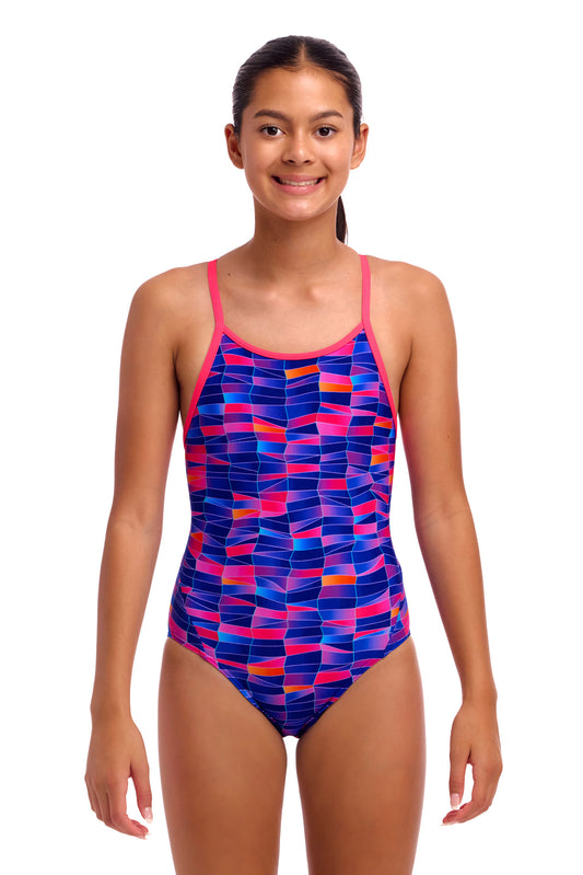 Funkita Girls Warped Waves Diamond Back One Piece
