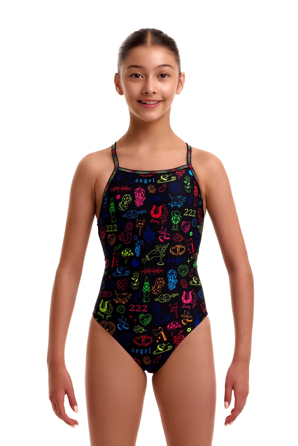 Pailles tourbillonnantes Funkita Girls attachées en une seule pièce