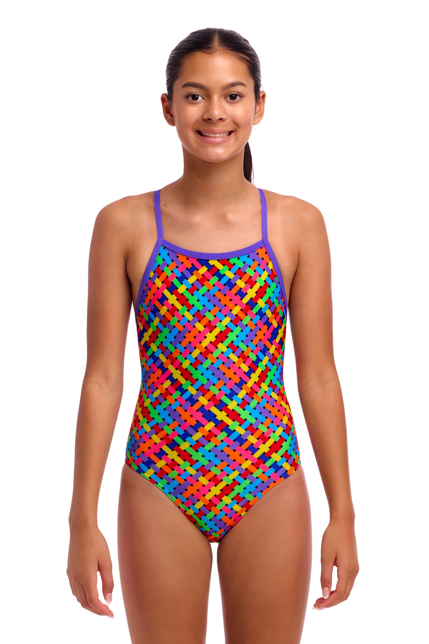 Maillot une pièce moulant rose chatouilleux Funkita pour filles