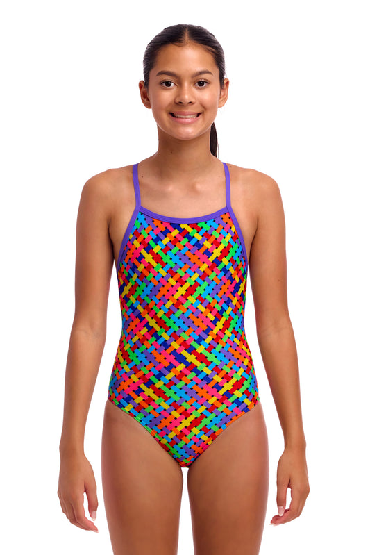 Maillot une pièce moulant rose chatouilleux Funkita pour filles