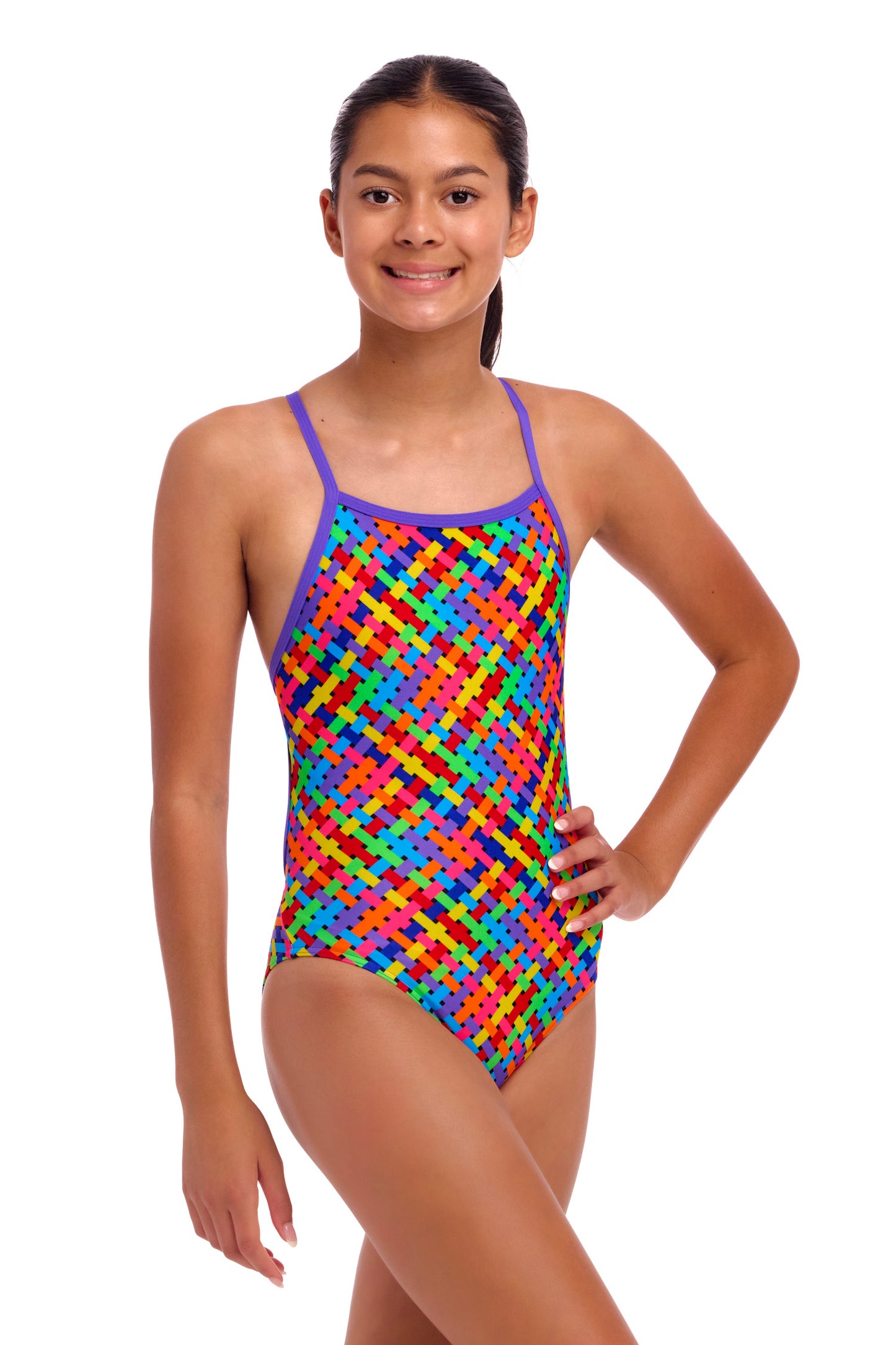 Maillot une pièce moulant rose chatouilleux Funkita pour filles