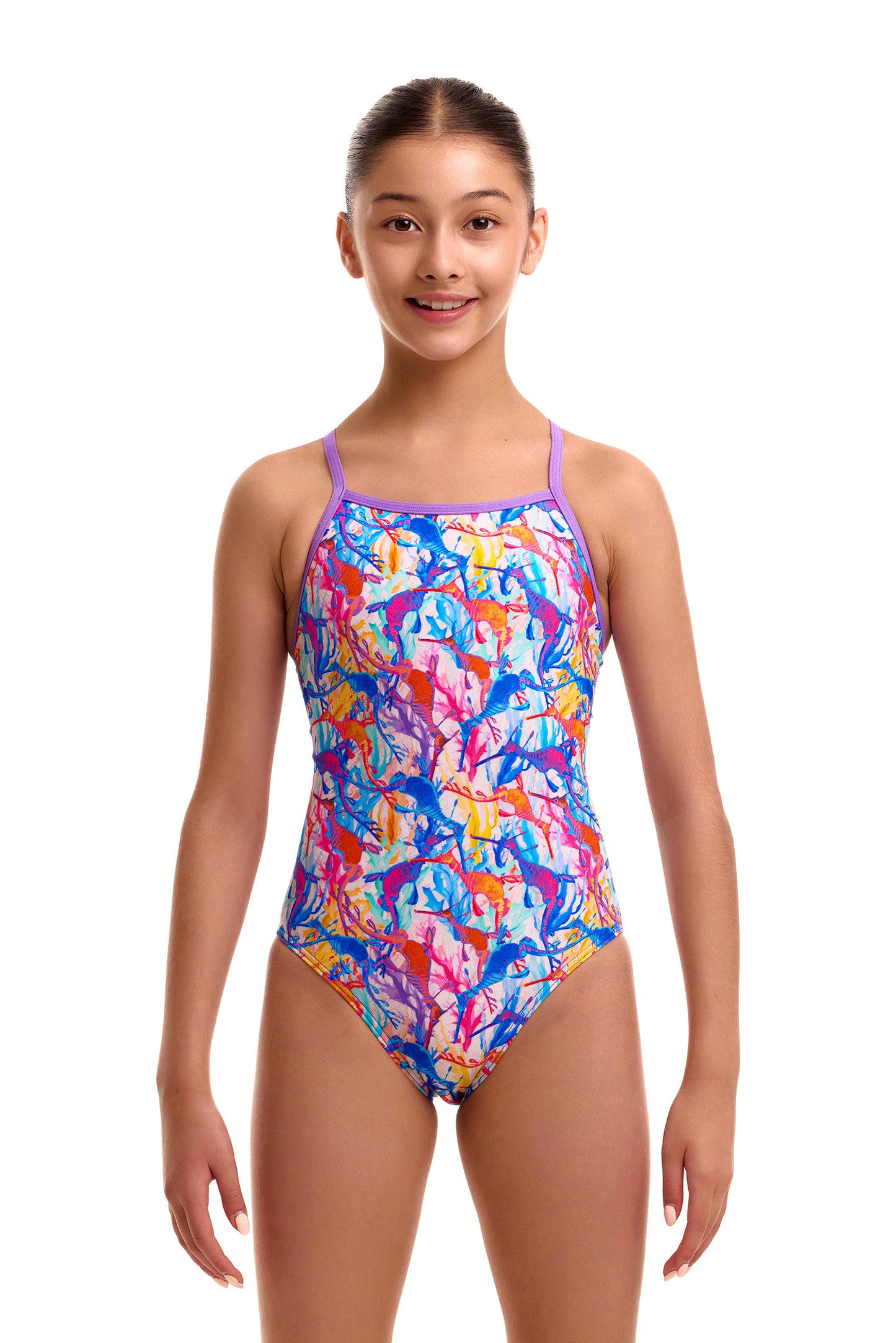 Maillot une pièce moulant rose chatouilleux Funkita pour filles