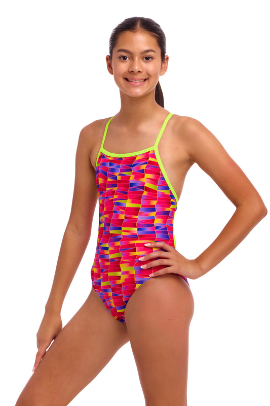 Maillot une pièce moulant rose chatouilleux Funkita pour filles