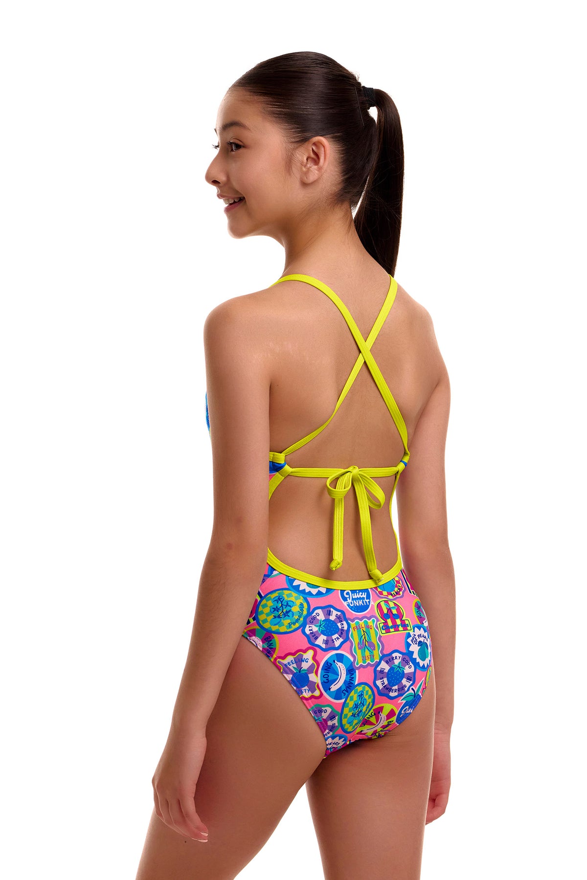 Maillot une pièce moulant rose chatouilleux Funkita pour filles