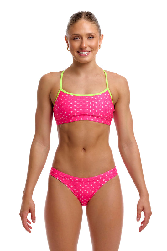 Funkita Women's Pink Proton Swim Crop Top - Top Only