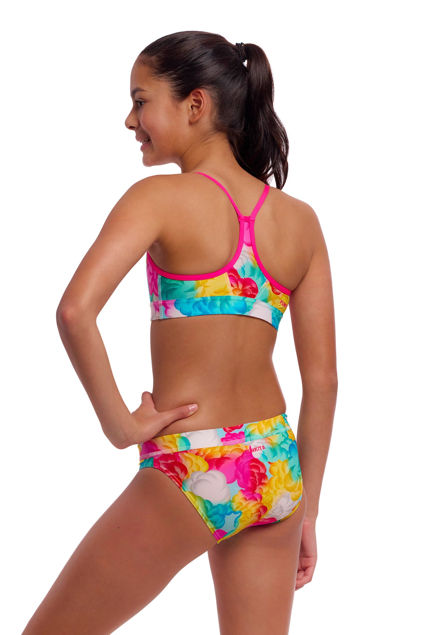 Funkita Girls Cloudy Colours Racerback Swim Crop Top - Top Only