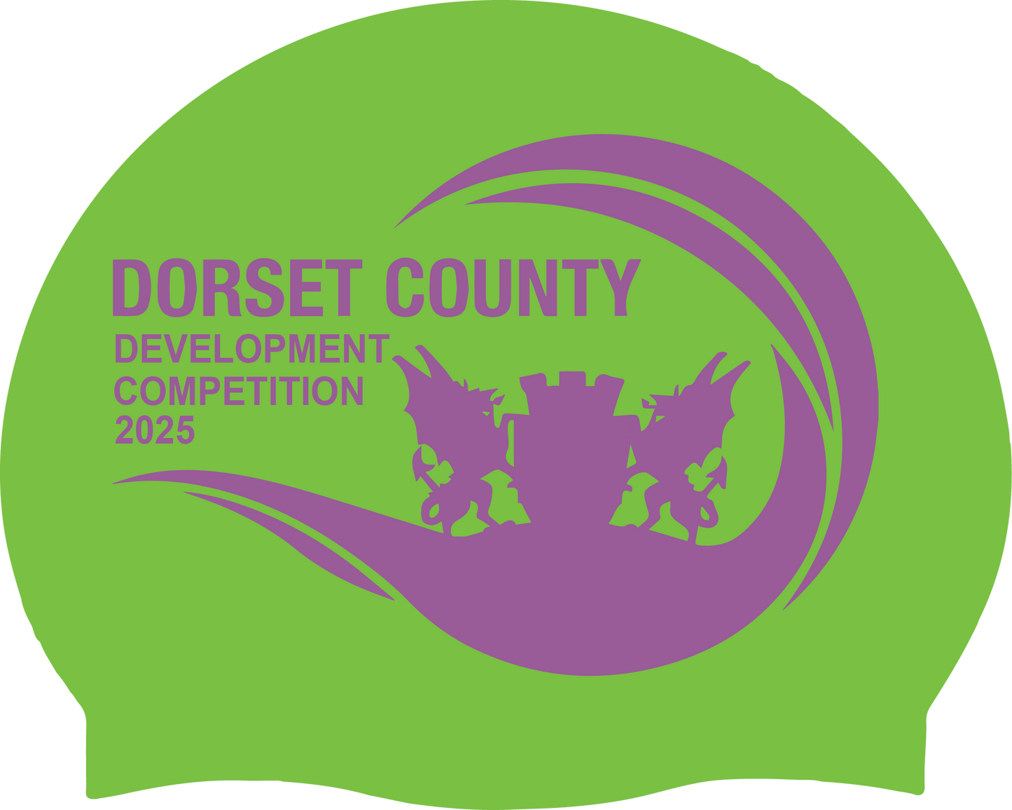 Bonnet de bain vert/violet pour le concours de développement du comté de Dorset 2025