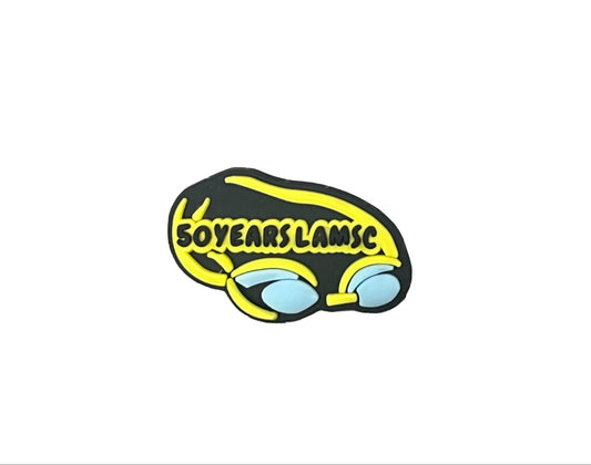 A yellow and black illustration of swim goggles features 