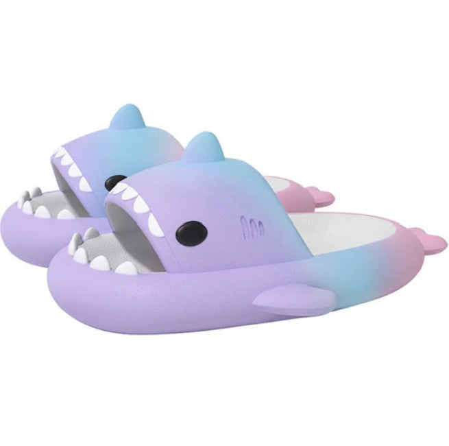 Rainbow Shark Sliders - Purple/Blue/Pink - All4Swim