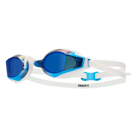 TYR Stealth X Mirror Racing Goggles - White/Blue